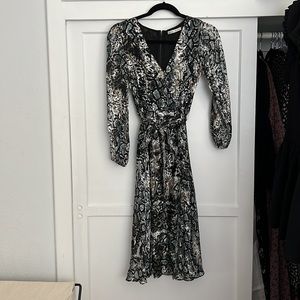 Alice + Olivia Velvet/Silk Wrap Dress